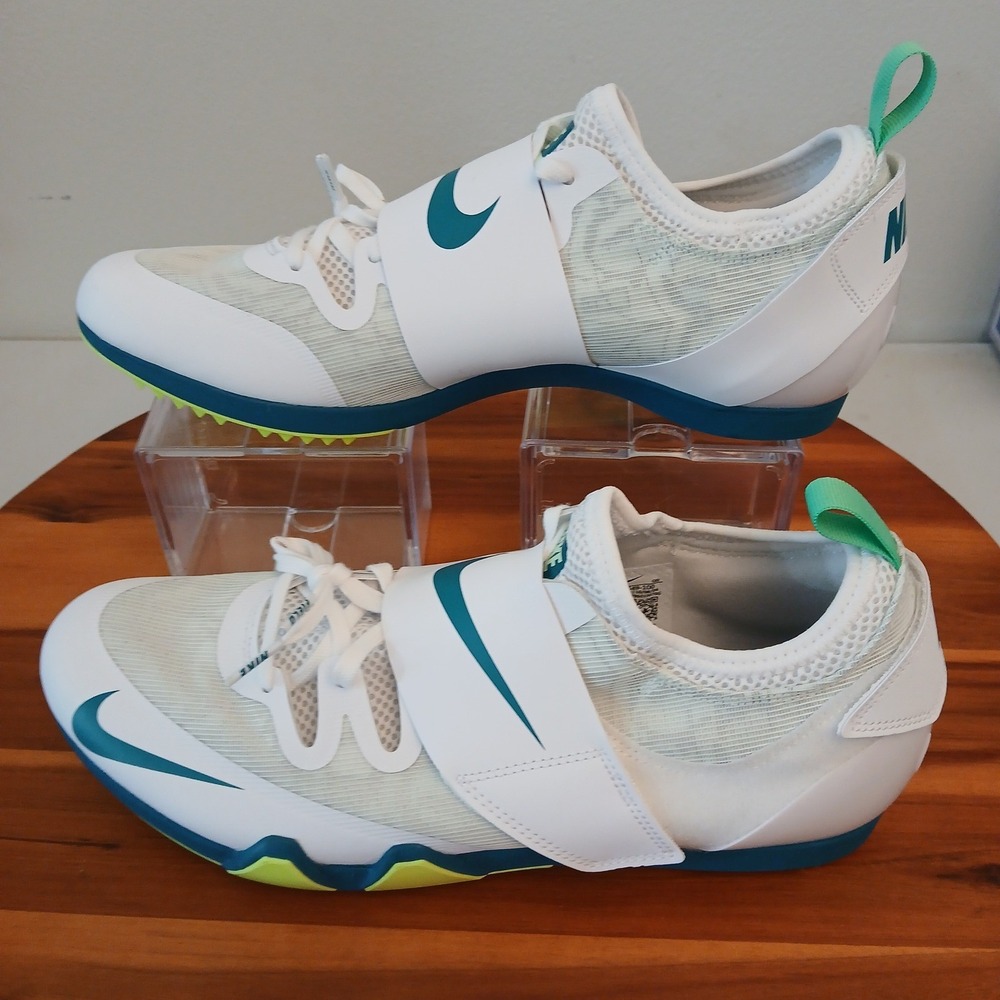 Nike Pole Vault Elite Mens 13 White Bright Spruce PV Track Shoes FZ9649-100